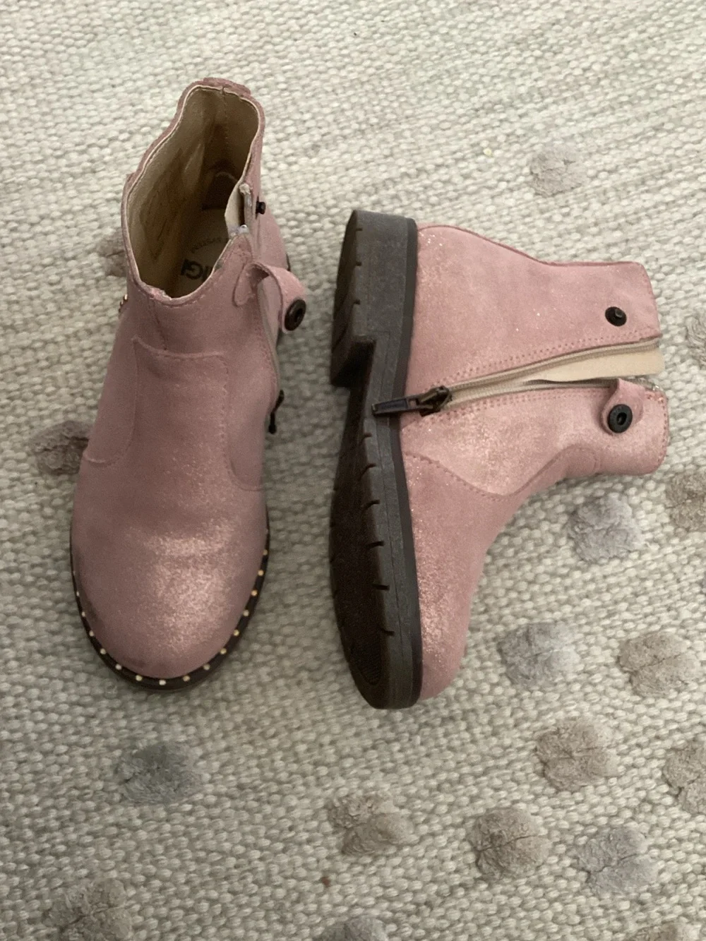 Primigi Pink Glitter Suede Ankle Boots